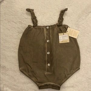 Olive Mini Romper with Lace - 9m